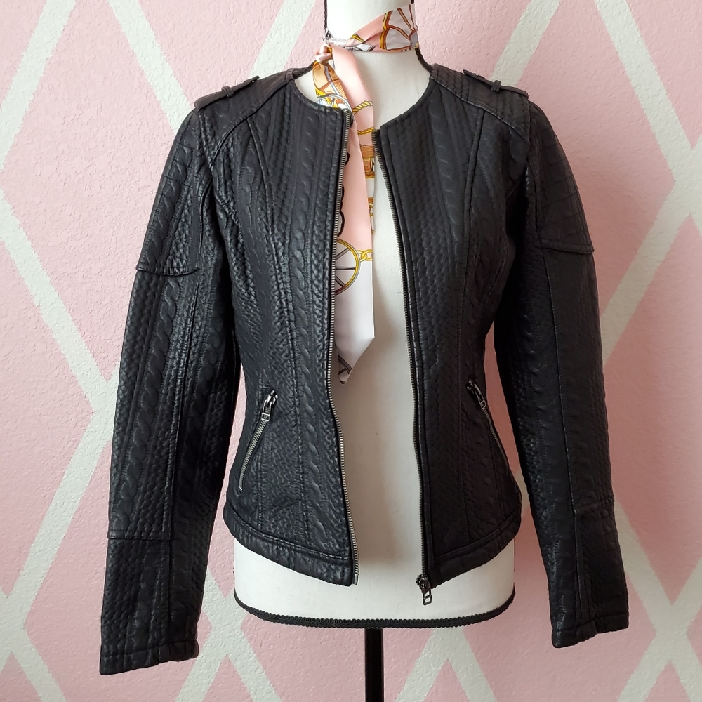 NEW YORK & COMPANY FAUX LEATHER JACKET